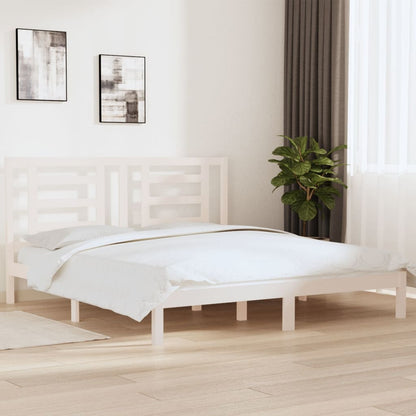 Estrutura de cama super king 180x200 cm madeira maciça branco