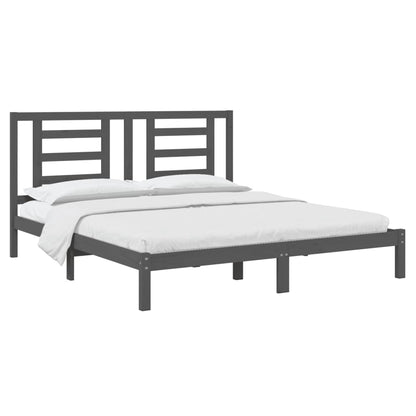 Estrutura de cama super king 180x200 cm madeira maciça cinzento