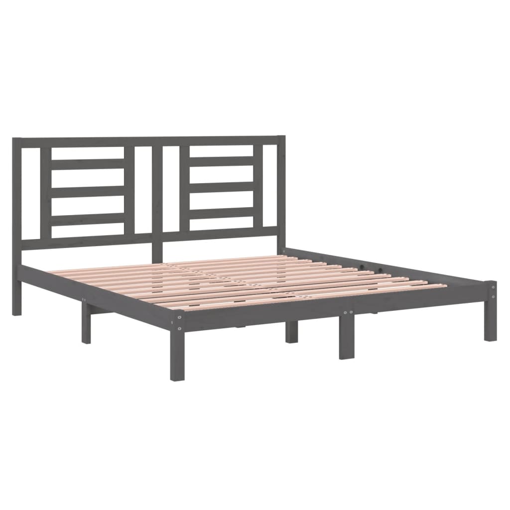 Estrutura de cama super king 180x200 cm madeira maciça cinzento