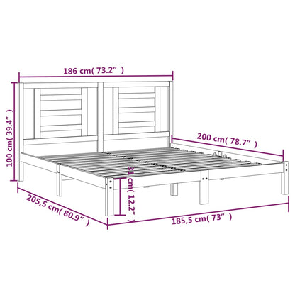 Estrutura de cama super king 180x200 cm madeira maciça cinzento