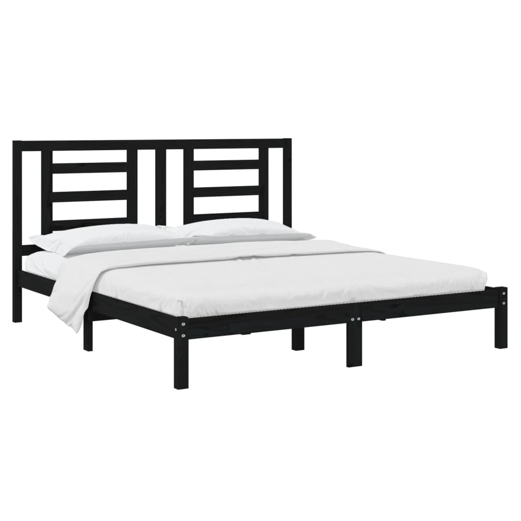 Estrutura de cama super king 180x200 cm madeira maciça preto