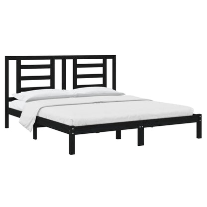 Estrutura de cama super king 180x200 cm madeira maciça preto