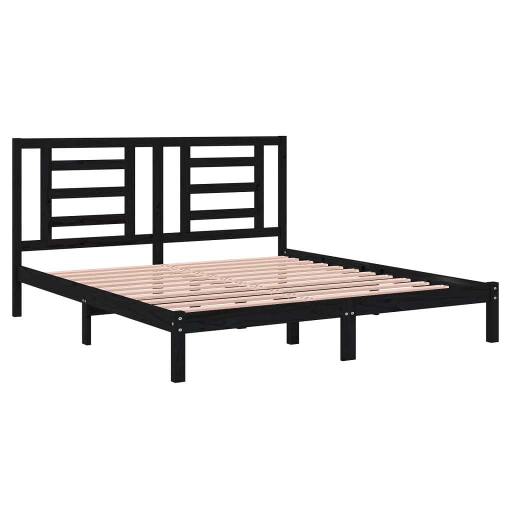 Estrutura de cama super king 180x200 cm madeira maciça preto