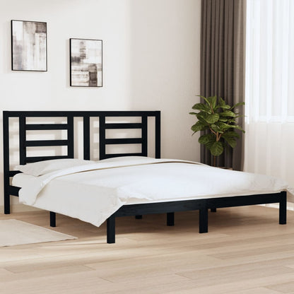 Estrutura de cama super king 180x200 cm madeira maciça preto