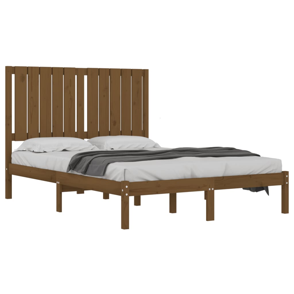 Estrutura de cama dupla pequena 120x190 cm madeira castanho mel