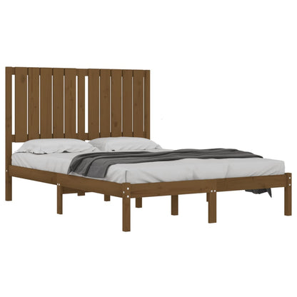 Estrutura de cama dupla pequena 120x190 cm madeira castanho mel