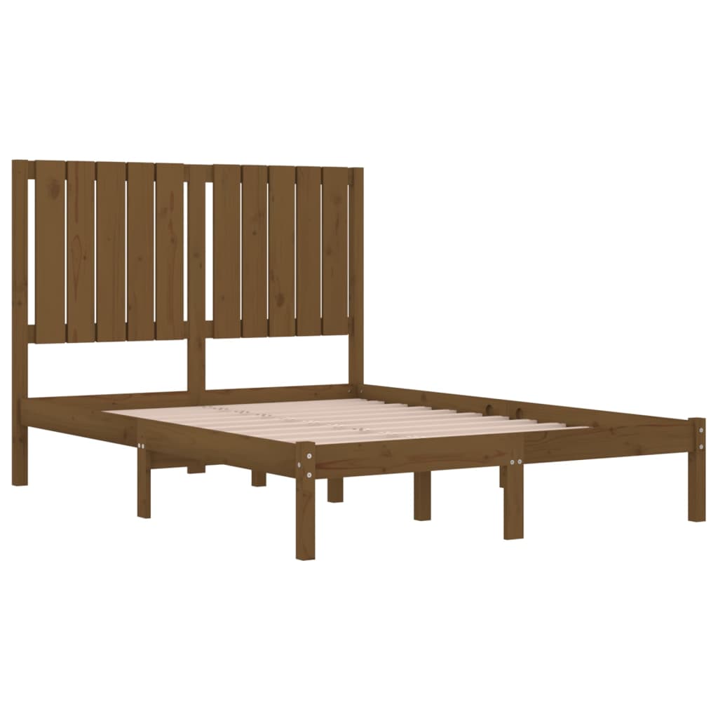 Estrutura de cama dupla pequena 120x190 cm madeira castanho mel