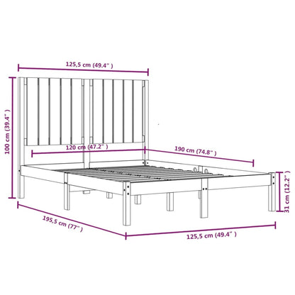 Estrutura de cama dupla pequena 120x190 cm madeira castanho mel