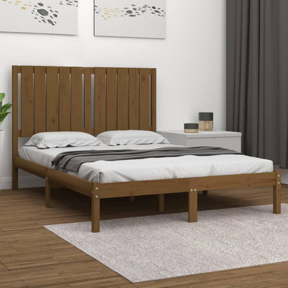 Estrutura de cama dupla pequena 120x190 cm madeira castanho mel