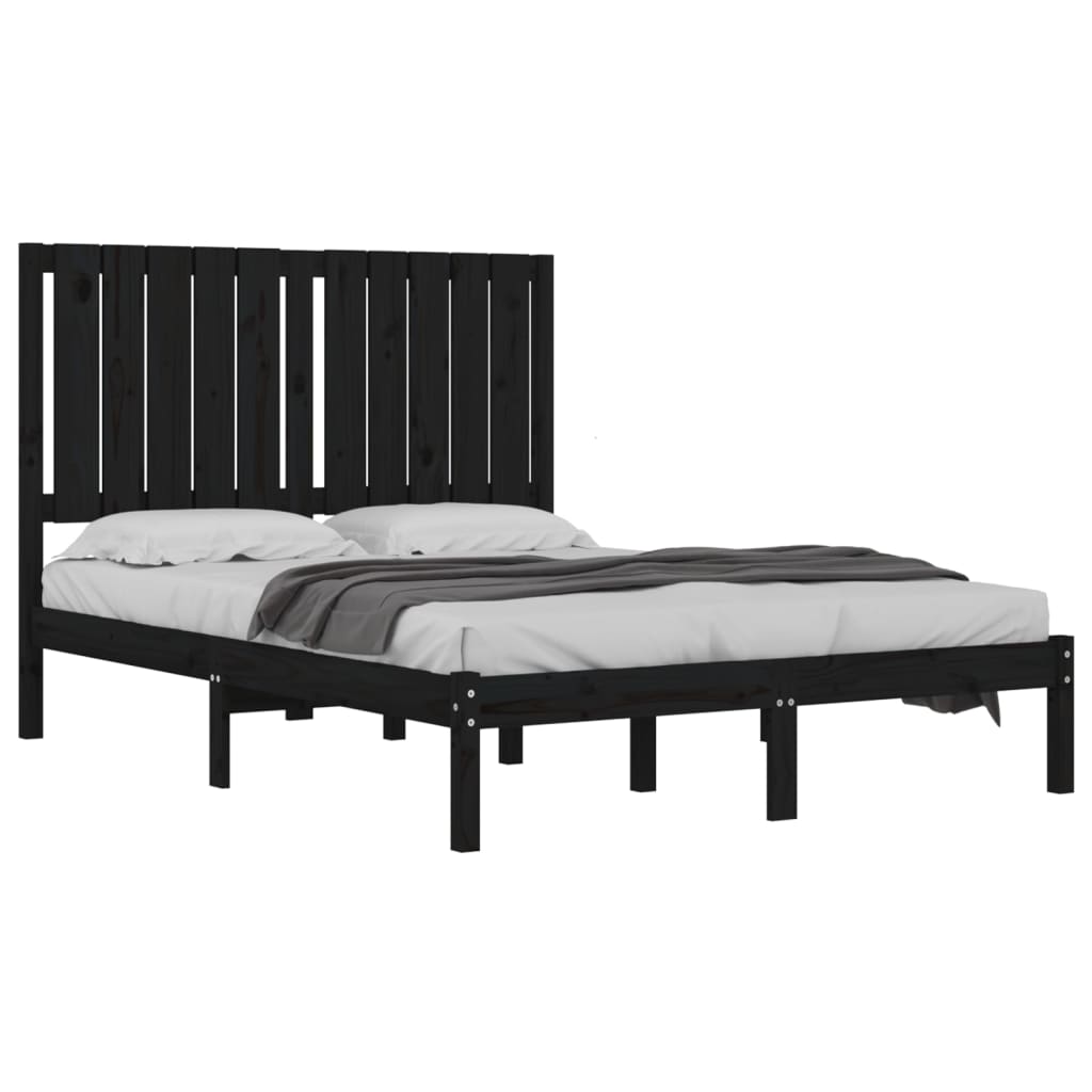 Estrutura cama dupla pequena 120x190 cm madeira maciça preto