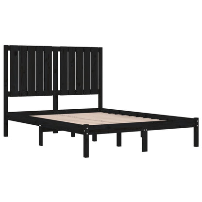 Estrutura cama dupla pequena 120x190 cm madeira maciça preto