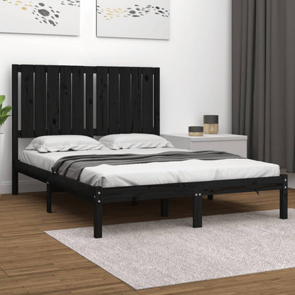 Estrutura cama dupla pequena 120x190 cm madeira maciça preto