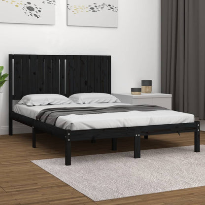 Estrutura de cama 140x190 cm madeira de pinho maciça preto