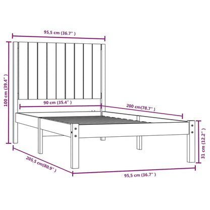 Estrutura de cama 90x200 cm pinho maciço branco