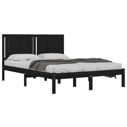 Estrutura de cama king 150x200 cm madeira maciça preto