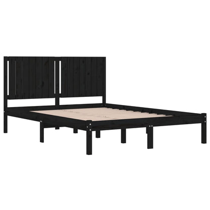 Estrutura de cama king 150x200 cm madeira maciça preto