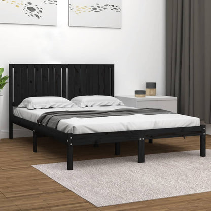 Estrutura de cama king 150x200 cm madeira maciça preto