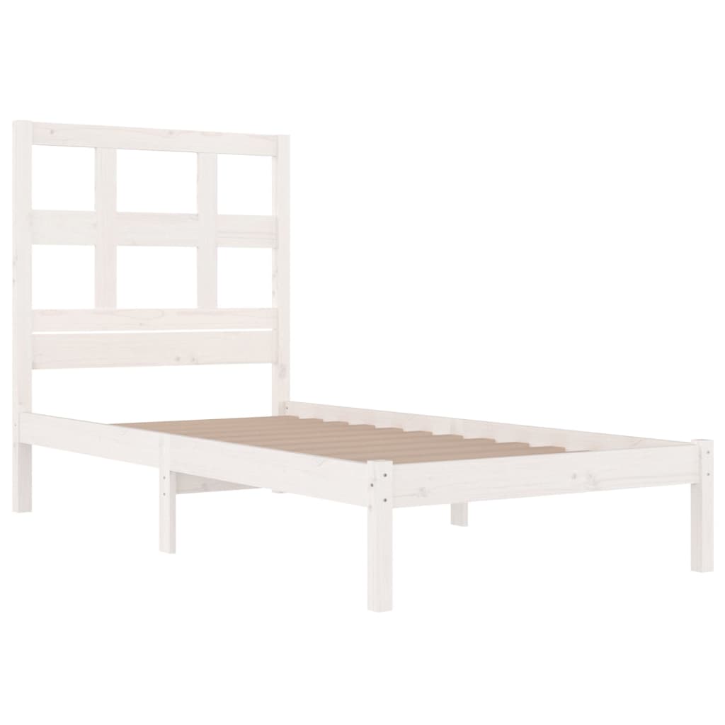 Estrutura cama solteiro 90x190 cm pinho maciço branco