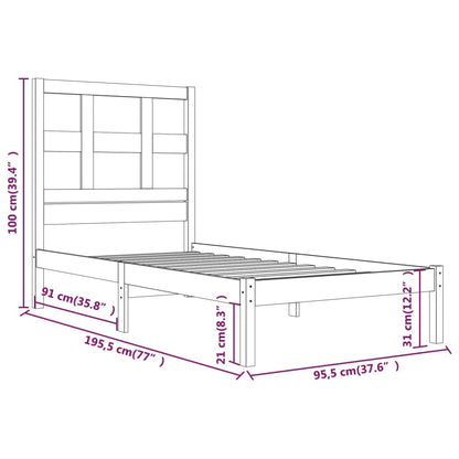 Estrutura cama solteiro 90x190 cm pinho maciço branco