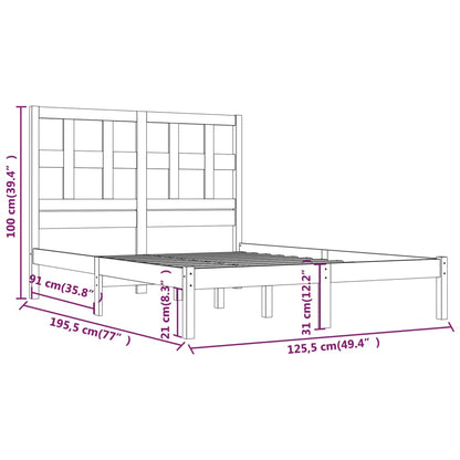 Estrutura cama casal pequena 4FT 120x190 cm pinho maciço preto