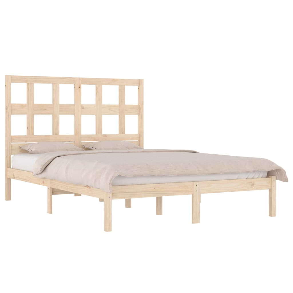 Estrutura de cama dupla 4FT6 135x190 cm madeira de pinho maciça