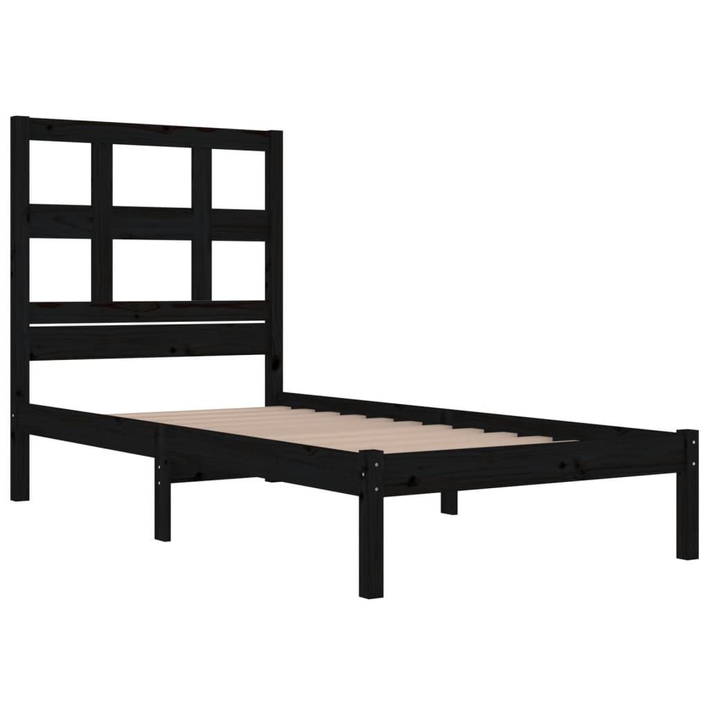 Estrutura de cama 100x200 cm pinho maciço preto