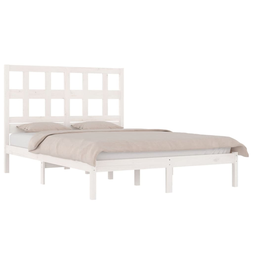 Estrutura de cama 5FT King 150x200 cm pinho maciço branco