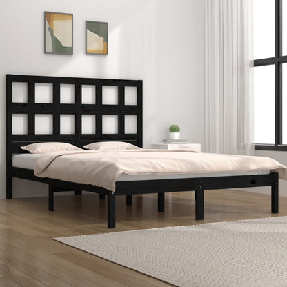 Estrutura de cama 160x200 cm pinho maciço preto