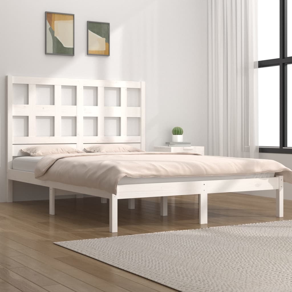 Estrutura de cama 200x200 cm pinho maciço branco