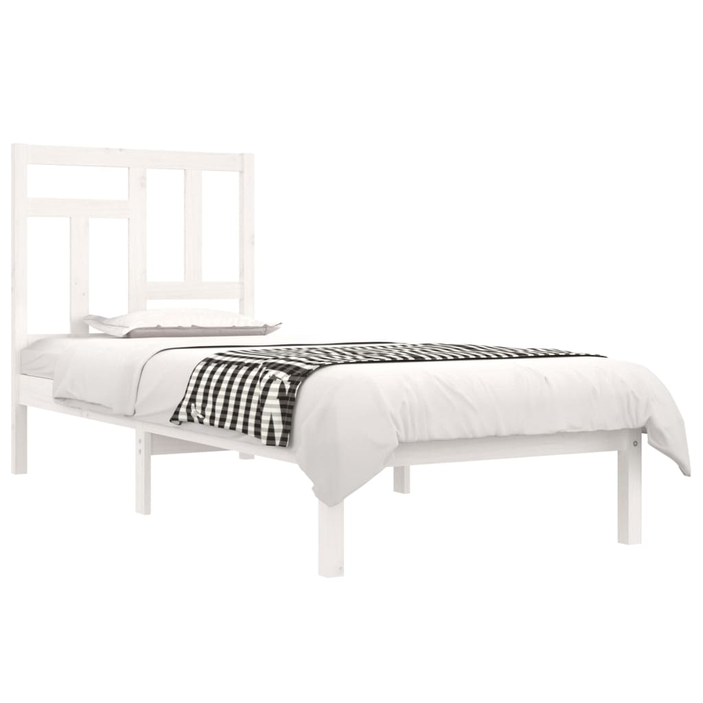 Estrutura cama solteiro 90x190 cm pinho maciço branco