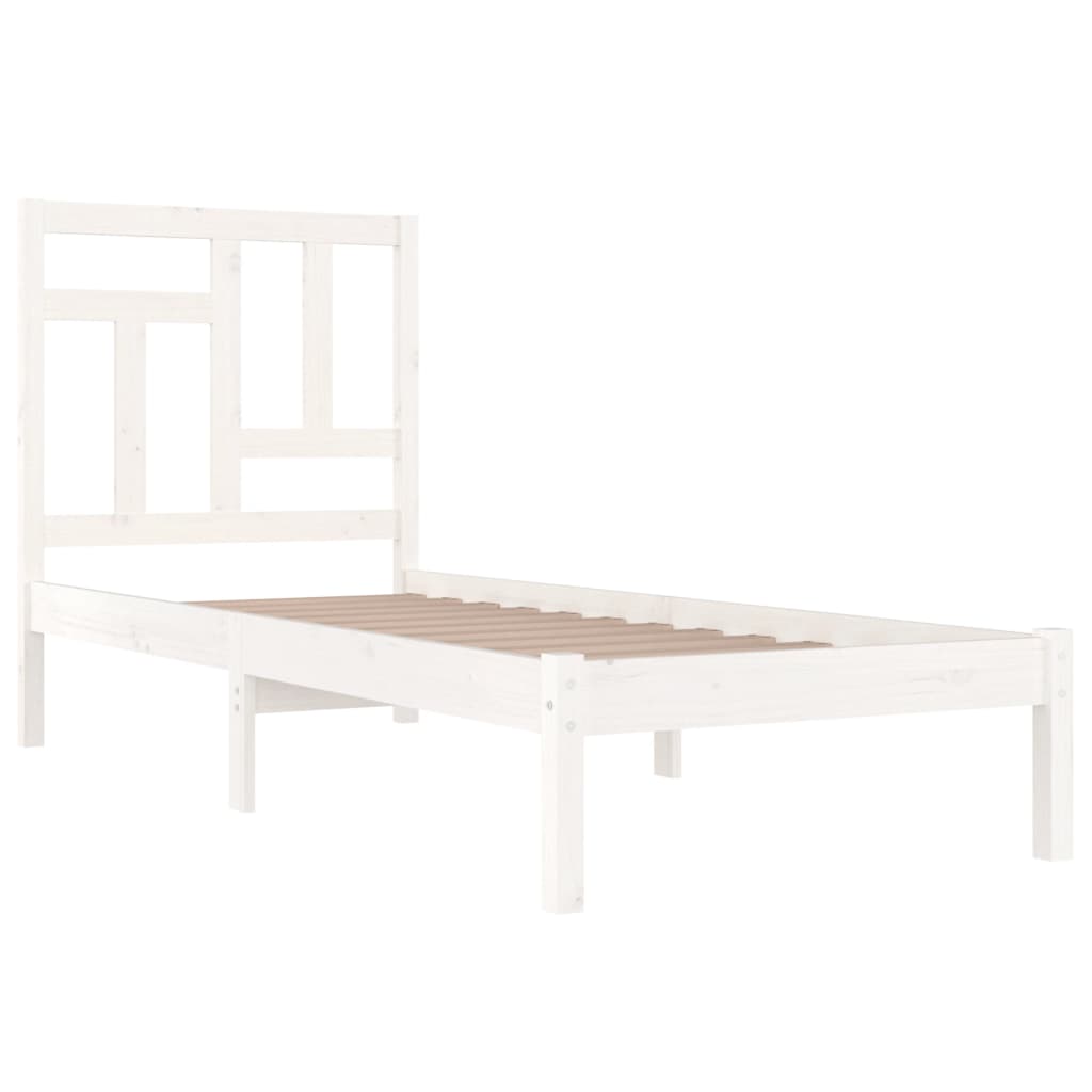 Estrutura cama solteiro 90x190 cm pinho maciço branco