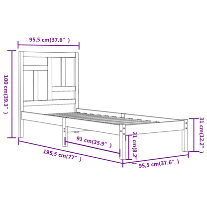 Estrutura cama solteiro 90x190 cm pinho maciço branco