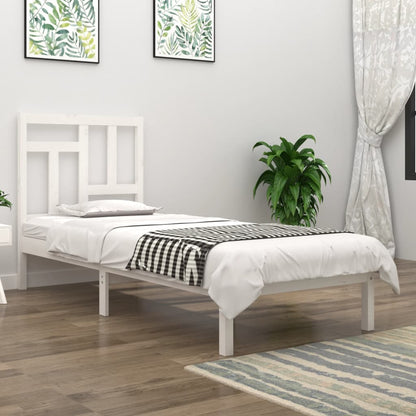 Estrutura cama solteiro 90x190 cm pinho maciço branco