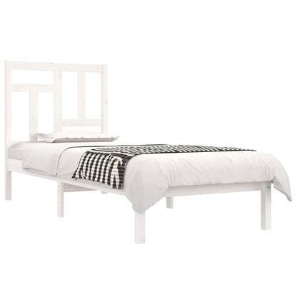 Estrutura de cama 90x200 cm pinho maciço branco