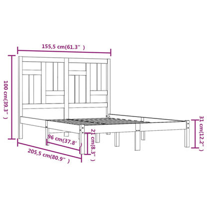 Estrutura de cama 5FT King 150x200 cm pinho maciço