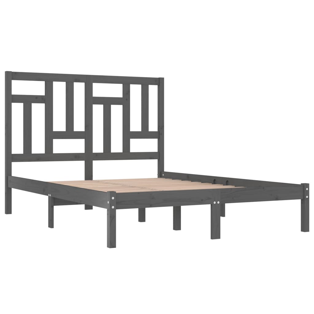 Estrutura de cama 5FT King 150x200 cm pinho maciço cinzento