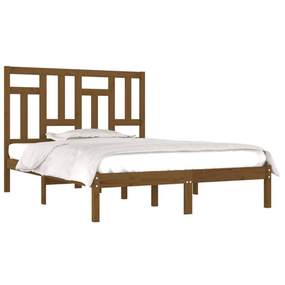 Estrutura cama 5FT King 150x200 cm pinho maciço castanho-mel