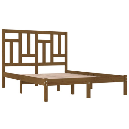 Estrutura cama 5FT King 150x200 cm pinho maciço castanho-mel