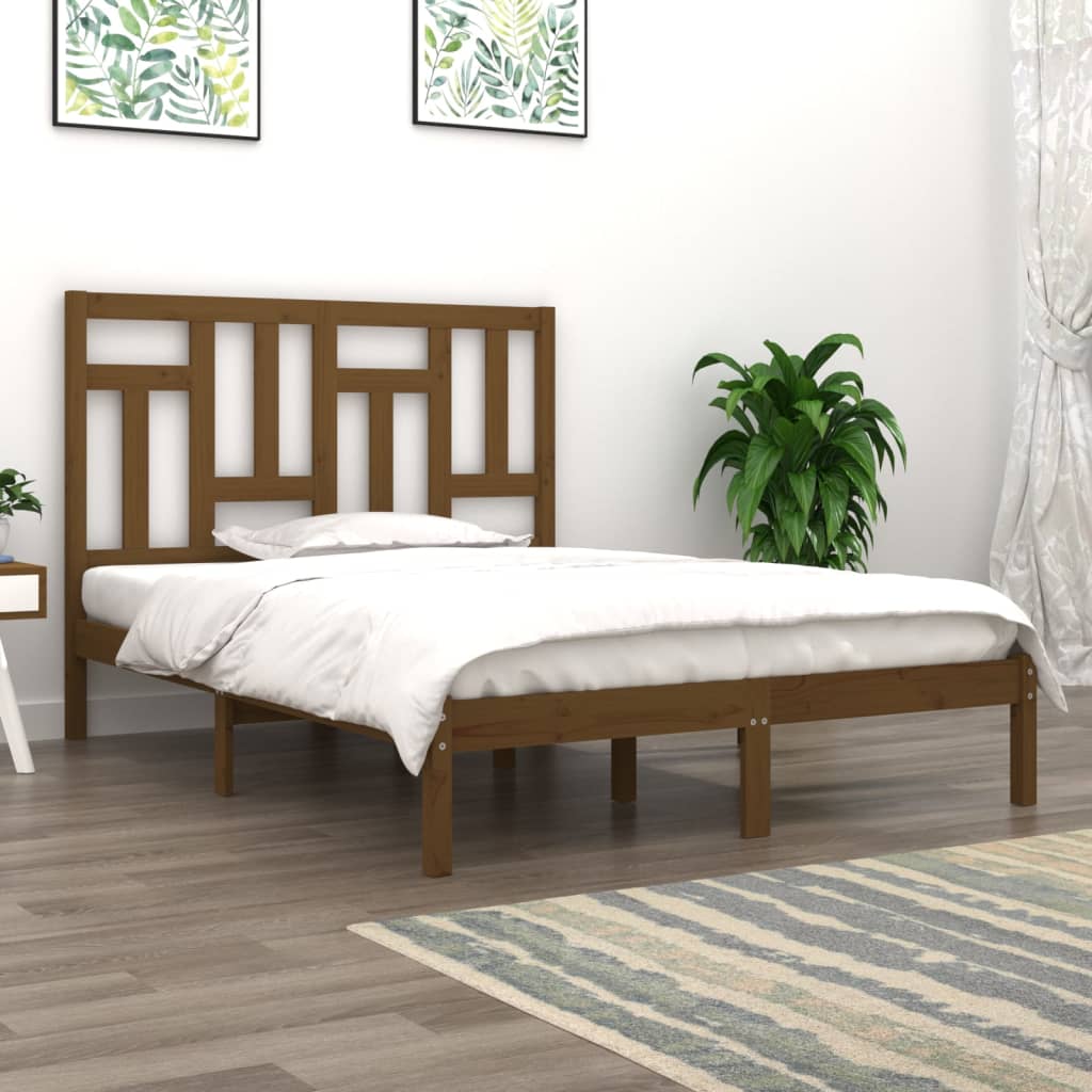 Estrutura cama 5FT King 150x200 cm pinho maciço castanho-mel