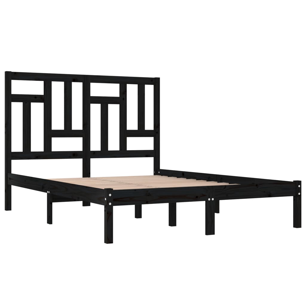 Estrutura de cama 200x200 cm pinho maciço preto