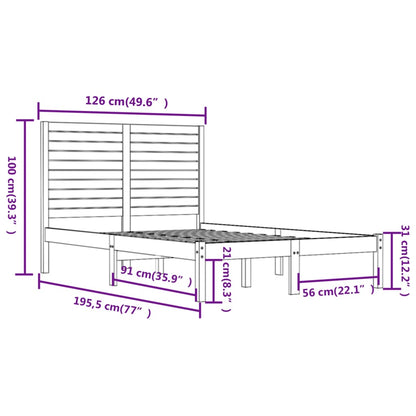 Estrutura de cama dupla pequena 4FT 120x190 cm madeira maciça