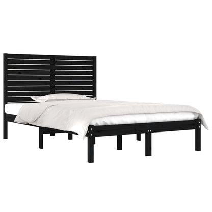 Estrutura de cama 140x190 cm madeira maciça preto