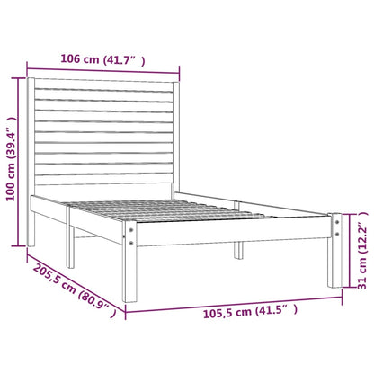 Estrutura de cama 100x200 cm madeira maciça castanho mel