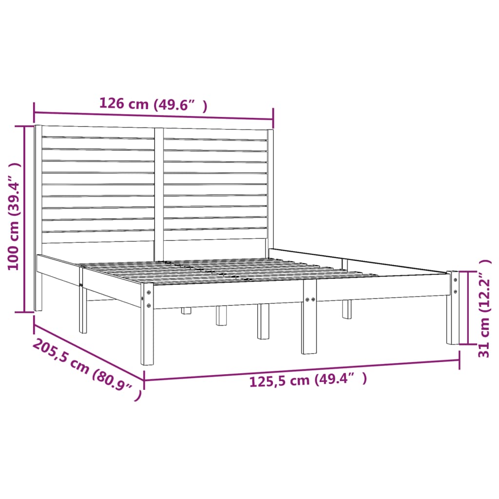 Estrutura de cama 120x200 cm madeira maciça branco