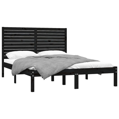 Estrutura de cama 160x200 cm pinho maciço preto