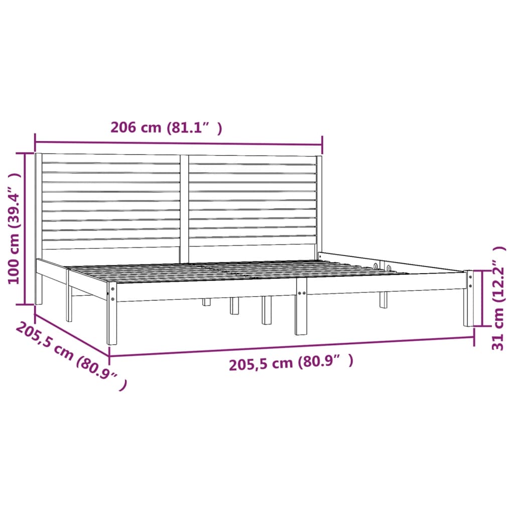 Estrutura de cama 200x200 cm madeira maciça branco