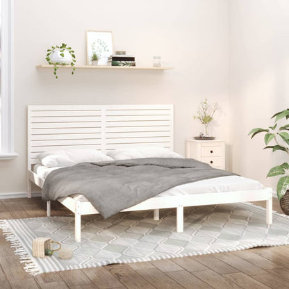 Estrutura de cama 200x200 cm madeira maciça branco