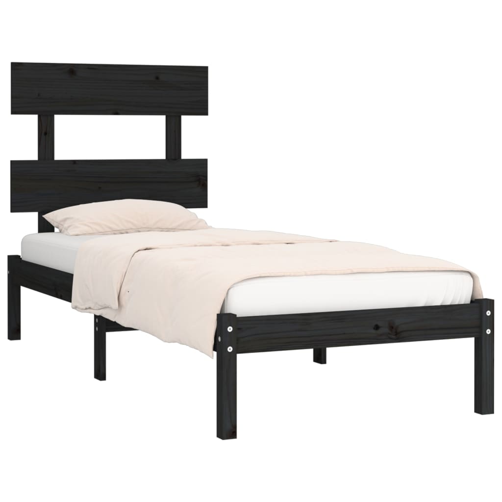 Estrutura de cama pequena solteiro 75x190 cm madeira preto