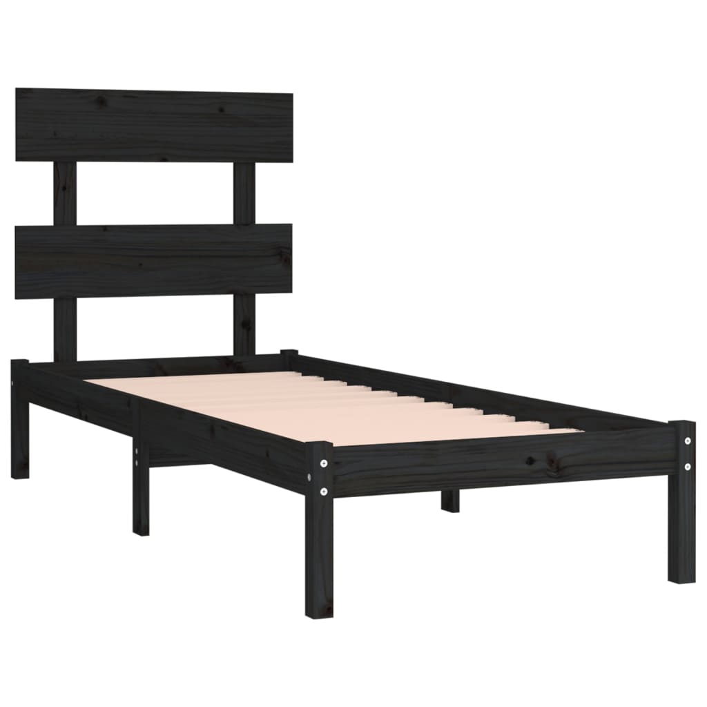 Estrutura de cama pequena solteiro 75x190 cm madeira preto