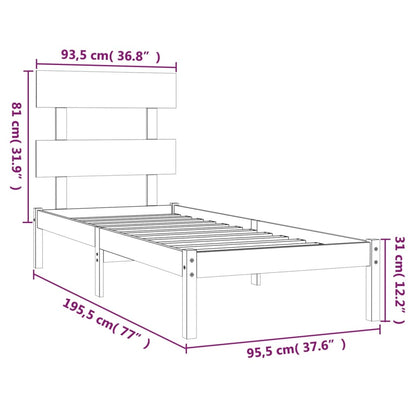 Estrutura de cama solteiro 90x190 cm madeira maciça